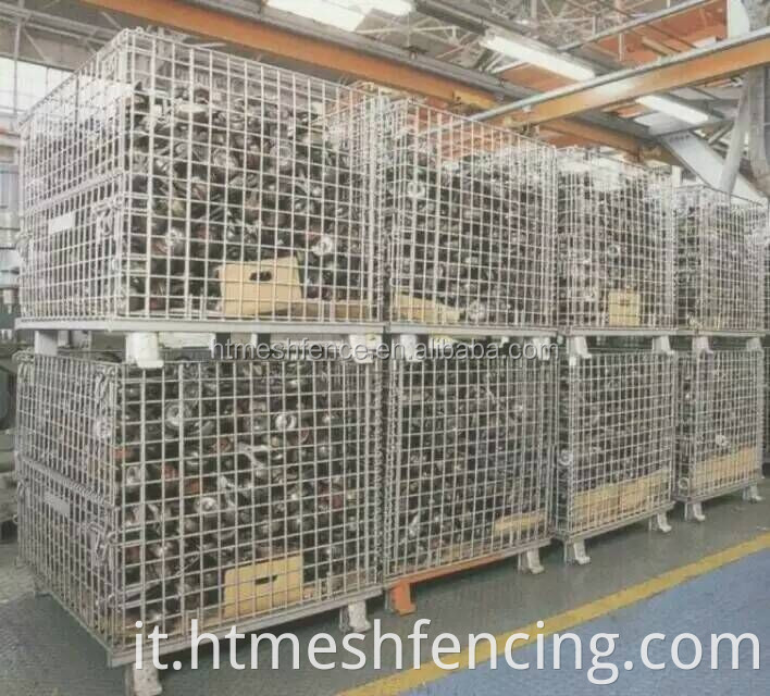 800x900x1200mm Mesh pallet a cesto in ferro zincato pieghevole